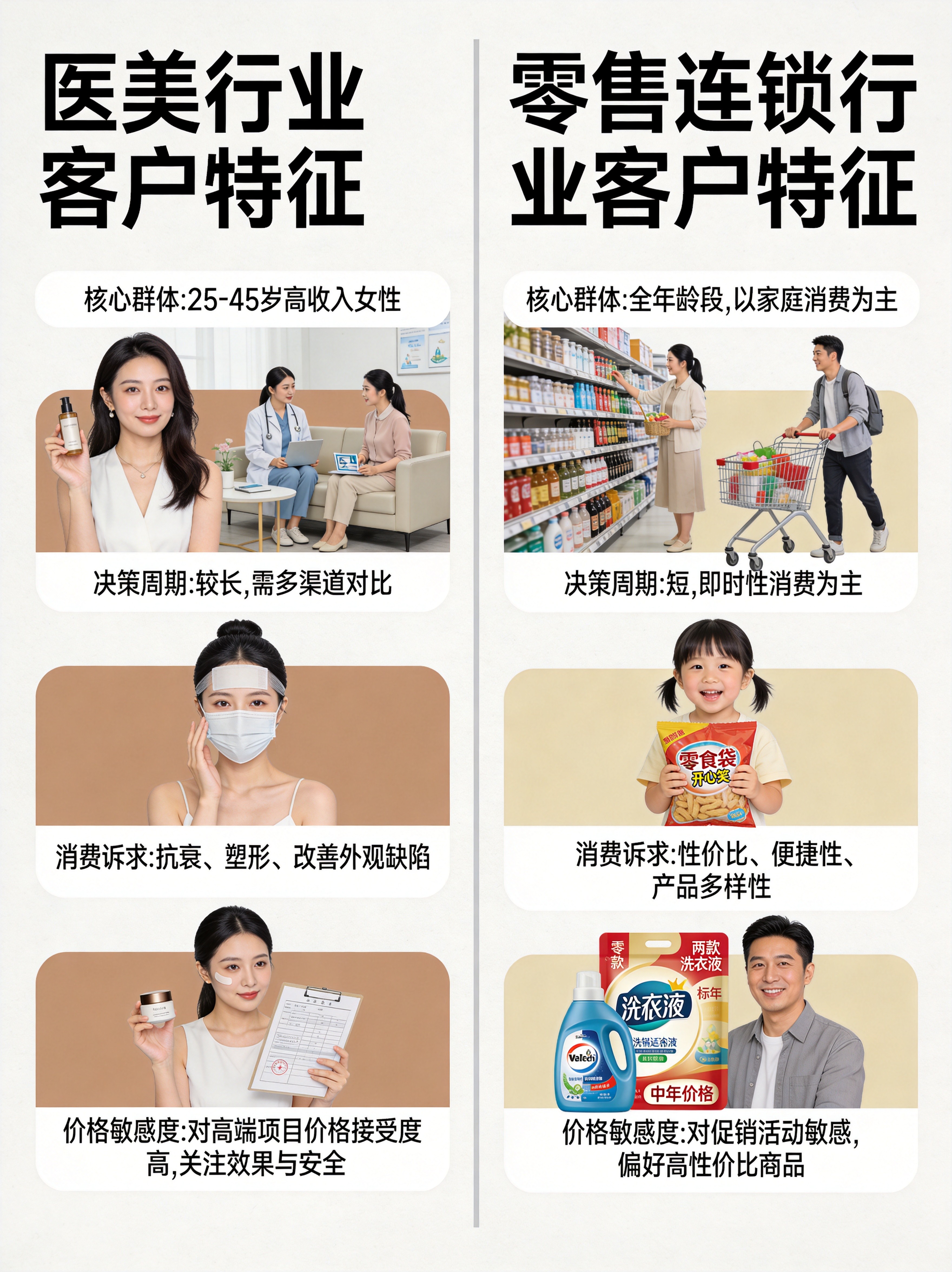 医美与零售连锁行业客户特征对比