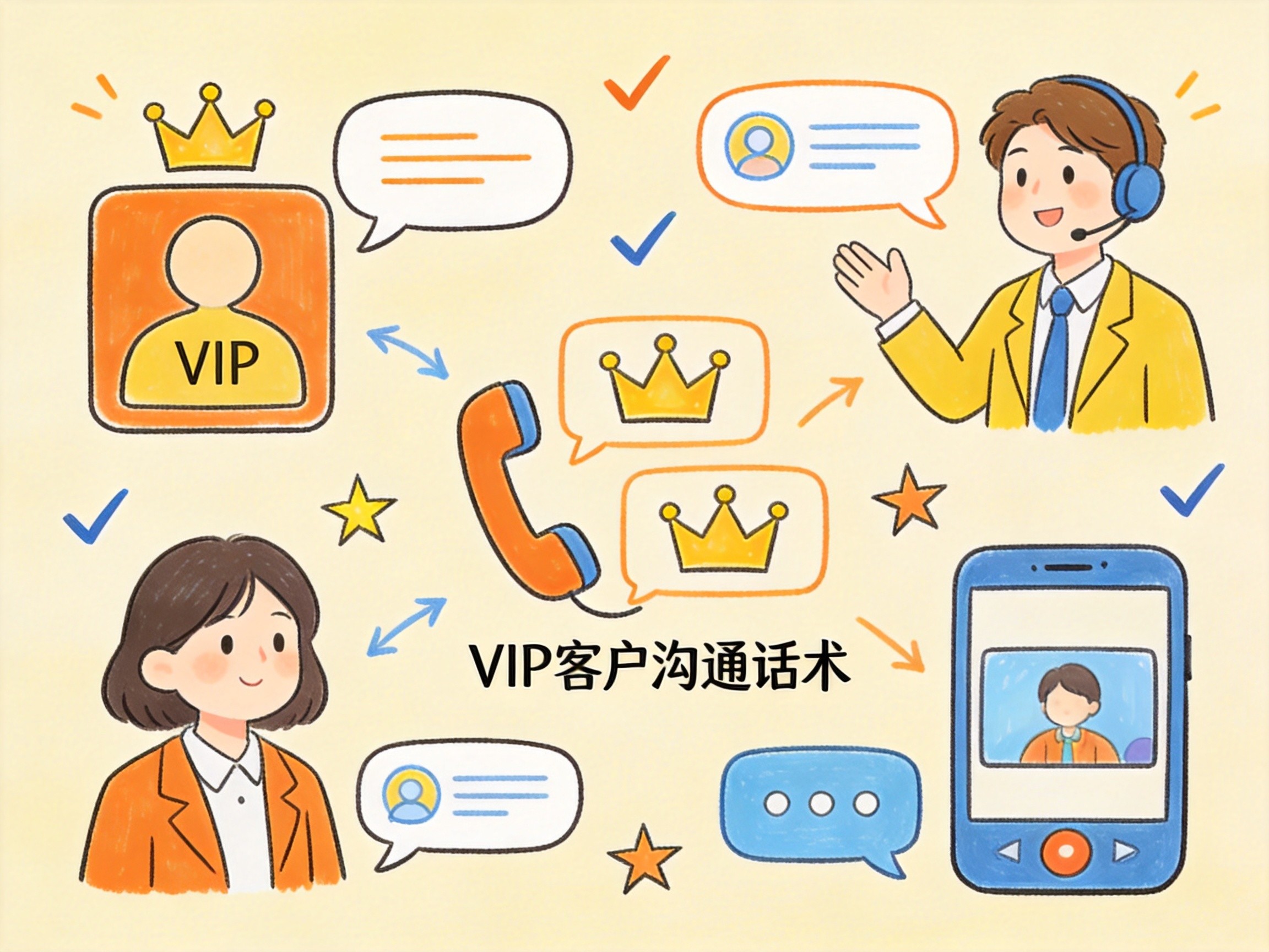 VIP客户沟通话术插画